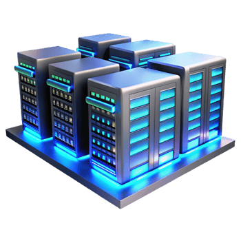 magnificent minimalist A Server Room with Rows of Glowing high quality png