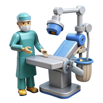magnificent modern A robotic surgeon performing an operation, precise movements, clinical lighting, medical illustration style high resolution png