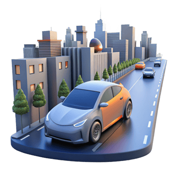 elegant classic A self-driving car navigating a busy city street, sleek design, realistic lighting, automotive photography style 4K png