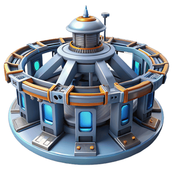 stunning modern A futuristic space station with rotating sections and docking bays, starry night sky, sci-fi, high resolution png