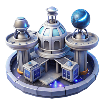 magnificent artistic A futuristic space station with rotating sections and docking bays, starry night sky, sci-fi, professional png
