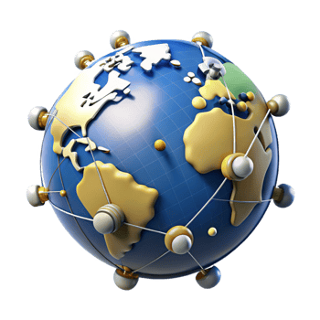 dramatic artistic A network of interconnected satellites orbiting Earth, realistic lighting, space photography style authentic png