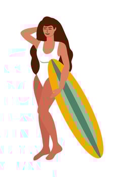 Young woman in swimsuit with surfboard vector