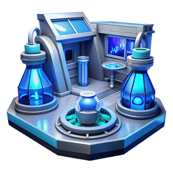 vibrant creative A futuristic laboratory filled with advanced technology, sleek design, cool blue lighting, science fiction illustration style authentic png