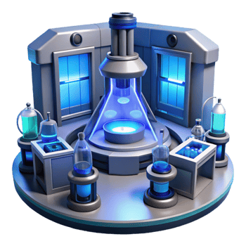 dramatic abstract A futuristic laboratory filled with advanced technology, sleek design, cool blue lighting, science fiction illustration style genuine png