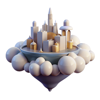 elegant minimalist A Floating City in the Clouds Soft 4K png