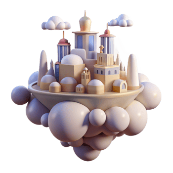 wonderful minimalist A Floating City in the Clouds Soft 4K png