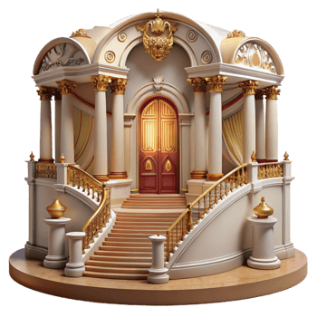 wonderful traditional An Art Nouveau opera house with ornate decorations and a grand staircase, warm interior lighting, elegant, detailed png