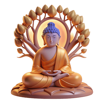 beautiful vintage A serene Buddha meditating under the Bodhi tree, bathed in the soft glow of dawn, intricate Thangka painting style authentic png