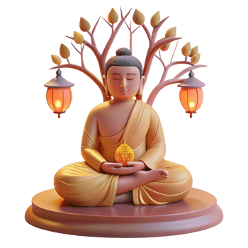 magnificent artistic A serene Buddha meditating under the Bodhi tree, bathed in the soft glow of dawn, intricate Thangka painting style authentic png