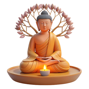 impressive abstract A serene Buddha meditating under the Bodhi tree, bathed in the soft glow of dawn, intricate Thangka painting style 4K png
