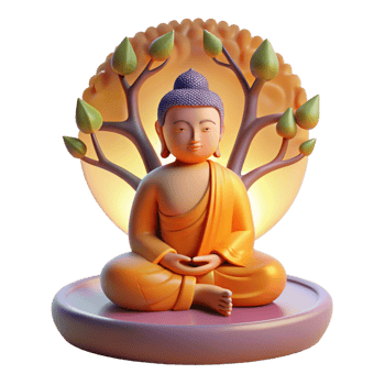 serene rustic A serene Buddha meditating under the Bodhi tree, bathed in the soft glow of dawn, intricate Thangka painting style authentic png