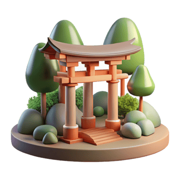 impressive minimalist A Shinto shrine in a forest clearing, soft dappled light, serene, original png
