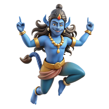 extraordinary abstract A cosmic Shiva, the destroyer god, performing the Tandava dance, dynamic and energetic style high quality png