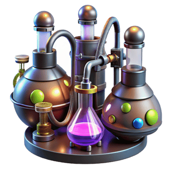 extraordinary minimalist A high-tech steampunk laboratory filled with bubbling beakers and glowing wires, dramatic lighting, science fiction style high resolution png