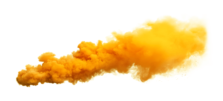 Yellow smoke cloud transparent , isolated background cutout. Sulfur color thick effect png