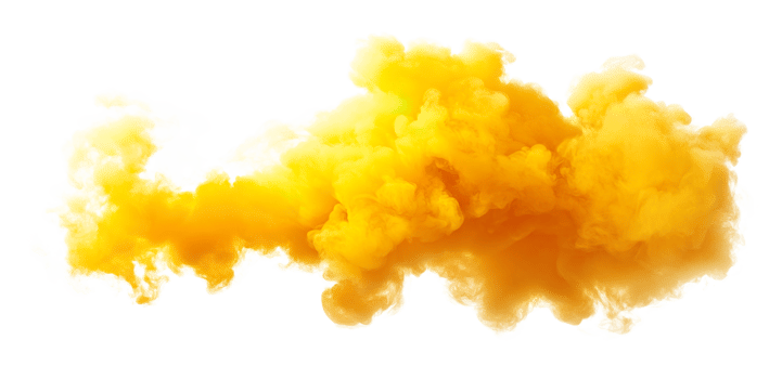 Yellow smoke cloud transparent , isolated background cutout. Sulfur thick smoke effect png