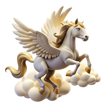vibrant modern A winged Pegasus soaring through the clouds, celestial lighting, Art Nouveau style 4K png