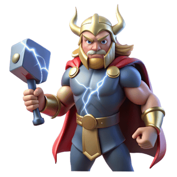 magnificent traditional Thor, the Norse god of thunder, wielding Mjolnir amidst a raging thunderstorm, illuminated by lightning strikes. Comic book style genuine png