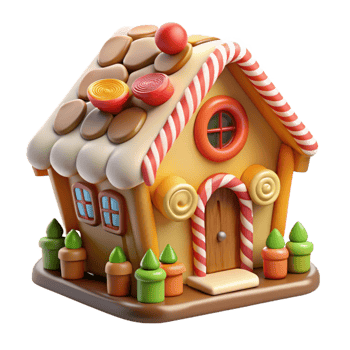 extraordinary rustic A whimsical gingerbread house, candy decorations, frosting details, bright colors, festive atmosphere authentic png