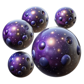 magnificent abstract A field of floating orbs, each containing a miniature galaxy, cosmic horror style, dim lighting professional png