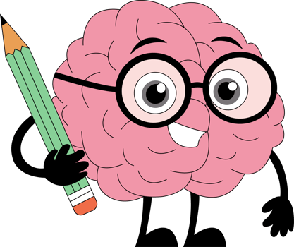 brain with glasses and pencil clipart png