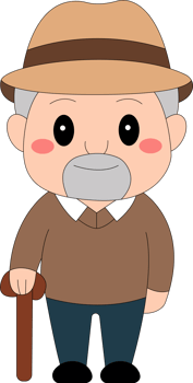 an old man with a hat and cane clip art png
