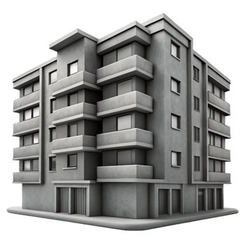 extraordinary abstract A Brutalist concrete apartment complex, monochrome, high contrast, dramatic lighting, close-up on the facade original png
