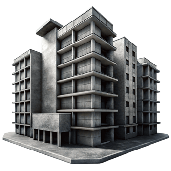 elegant modern Brutalism Style Concrete Apartment high resolution png