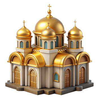 stunning traditional Byzantine church, golden mosaics, domed roof, intricate patterns, spiritual atmosphere premium png