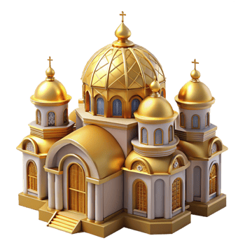wonderful minimalist Byzantine church, golden mosaics, domed roof, intricate patterns, spiritual atmosphere detailed png