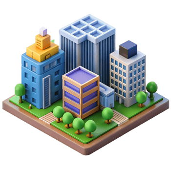 beautiful vintage Isometric city block, pixel art style, vibrant colors, retro aesthetic, detailed buildings high resolution png