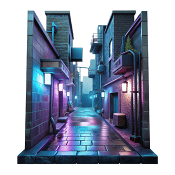 extraordinary modern Cyberpunk Alleyway Neon Signs original png