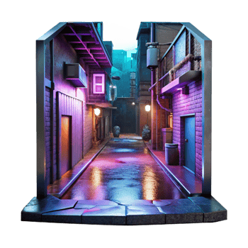 extraordinary abstract Cyberpunk Alleyway Neon Signs authentic png