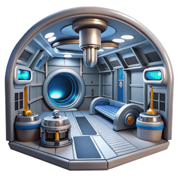 dramatic abstract Space station interior, futuristic technology, metallic surfaces, zero gravity environment original png