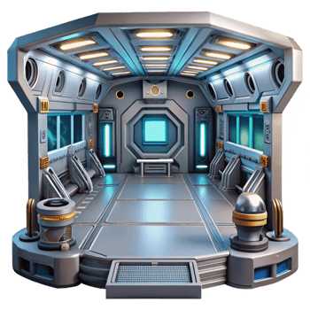 extraordinary vintage Space station interior, futuristic technology, metallic surfaces, zero gravity environment original png