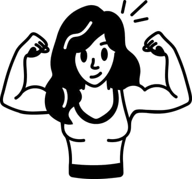 Female bodybuilder icon in hand drawn style vector