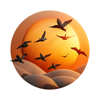 wonderful modern A flock of birds silhouetted against a fiery sunset, minimalist composition, dramatic lighting original png