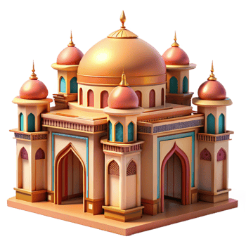 magnificent creative An intricate Islamic palace with ornate arches and colorful mosaics, warm desert sunlight, detailed, 4K png