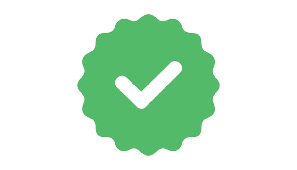 Verified Check Mark Badge Icon Approval and Certification Symbol vector