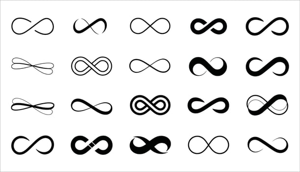 Infinity Symbol Icon Set. Endless Loop and Eternity Design vector