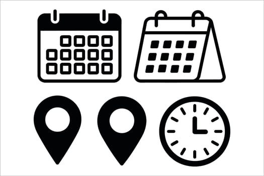 Time Management Icons. Planner, Agenda, and Event Markers vector