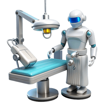 magnificent artistic A futuristic surgical robot performing a delicate operation, sterile white lighting, medical sci-fi style 4K png