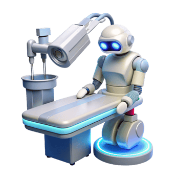 magnificent abstract A futuristic surgical robot performing a delicate operation, sterile white lighting, medical sci-fi style original png