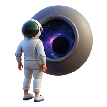 impressive rustic A lone astronaut gazing at a colossal black hole from the window of a spaceship, realistic style, cosmic horror lighting high resolution png