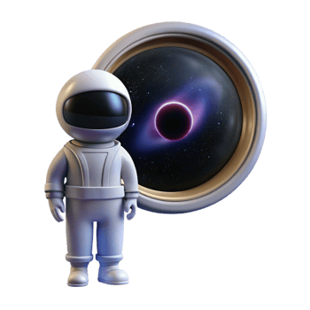 beautiful contemporary A lone astronaut gazing at a colossal black hole from the window of a spaceship, realistic style, cosmic horror lighting genuine png