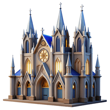 impressive minimalist A gothic cathedral, soaring arches, stained glass windows, dramatic lighting, religious iconography original png