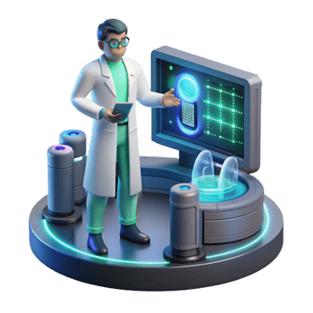 wonderful modern A scientist working on a futuristic interface, holographic displays, laboratory setting, cinematic lighting detailed png