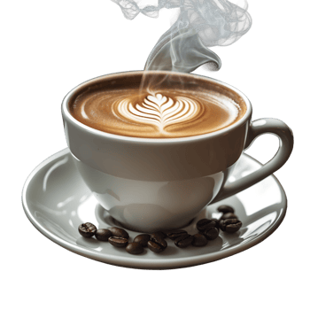 Steaming Black Coffee in White Cup Digital for Branding Design png