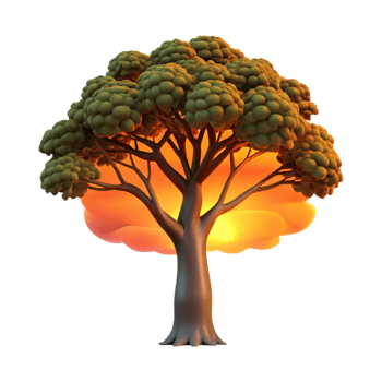stunning artistic A solitary, weathered oak tree silhouetted against a vibrant sunset, painted in the style of Albert Bierstadt, with visible brushstrokes and a warm, golden light original png